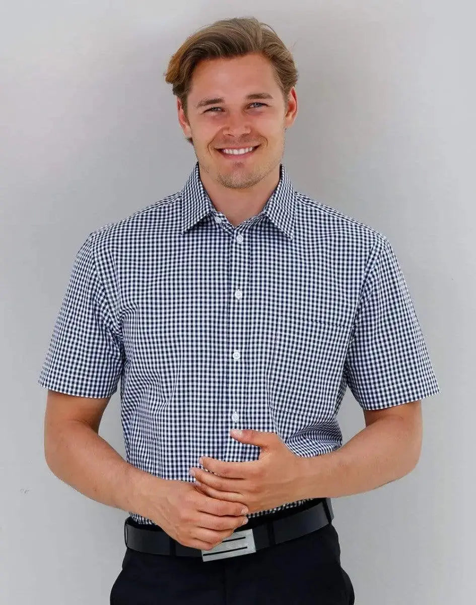 BENCHMARK Men’s Gingham Check Short Sleeve Shirt M7300S Metro Workwear.